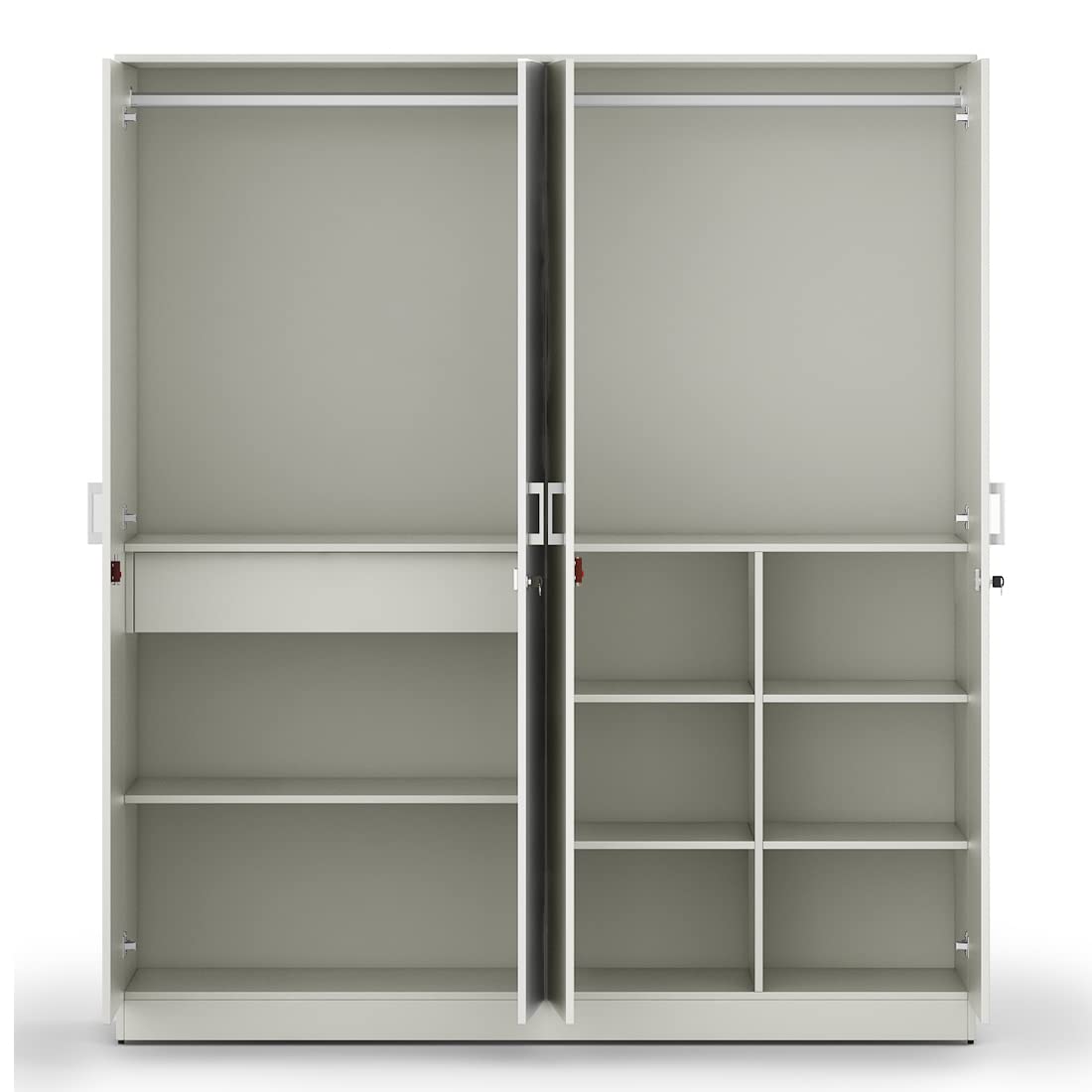 HomeTown Prime Engineered Wood Four Door Wardrobe in White Colour 6