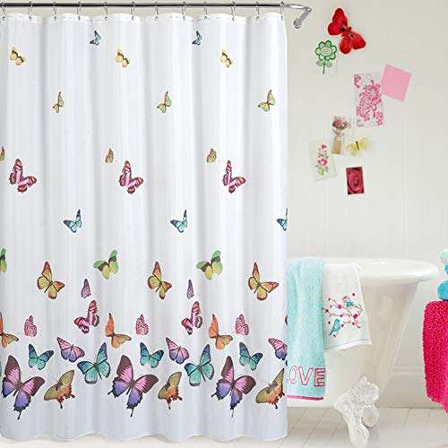 Jasion Shower Curtain Set Colorful Butterfly in Spring Waterproof Fabric Bathroom Curtains Home Bath Decor with 12 Hooks 72 X 72 Inches 1