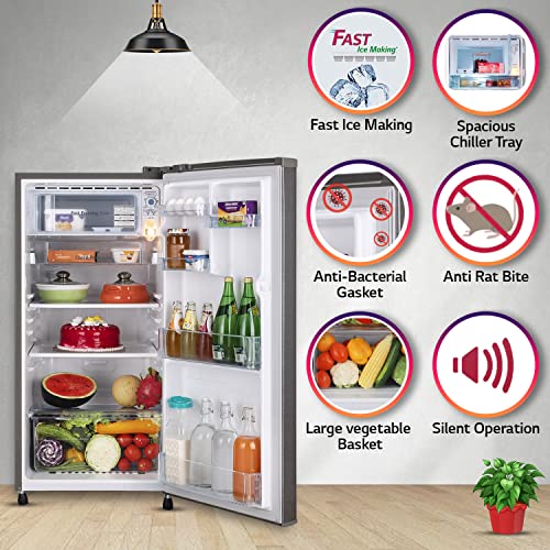 LG 190 L 2 Star Direct-Cool Single Door Refrigerator (?GL-B199ODSC, Dazzle Steel, Fast Ice Making, 2022 Model) 3