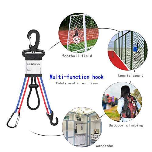 Baseball and Softball Gear Hanger Fence Hooks The Dugout Organizer Multifunctional and Multipurpose Hanging Buckle Metal Hangers for Outdoor Sports Equipment,Gloves, Helmets, Bats(2 Pack) 4