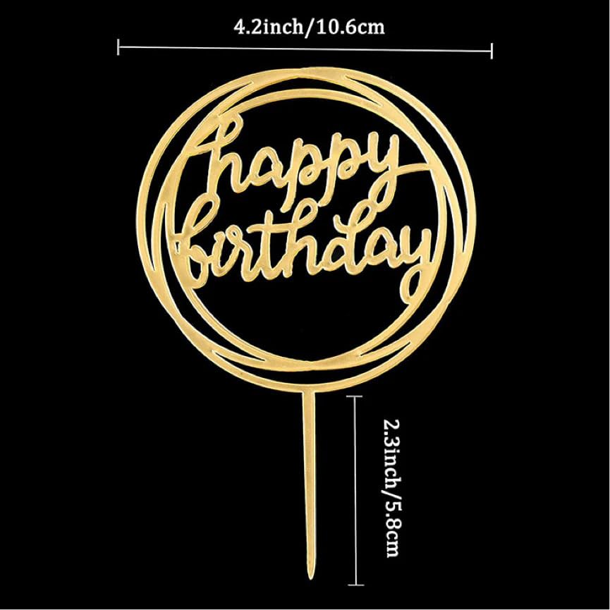 PartyToko Happy Birthday Cake Topper for Birthday Decor 1 pcs 4