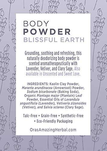 Talc Free Powder and Body Oil, Lavender Bath Set, After Shower Set, Blissful Earth Scent With Lavender Vetiver and Clary Sage, Intertrigo, Natural Skin Care, Ora's Amazing Herbal 4