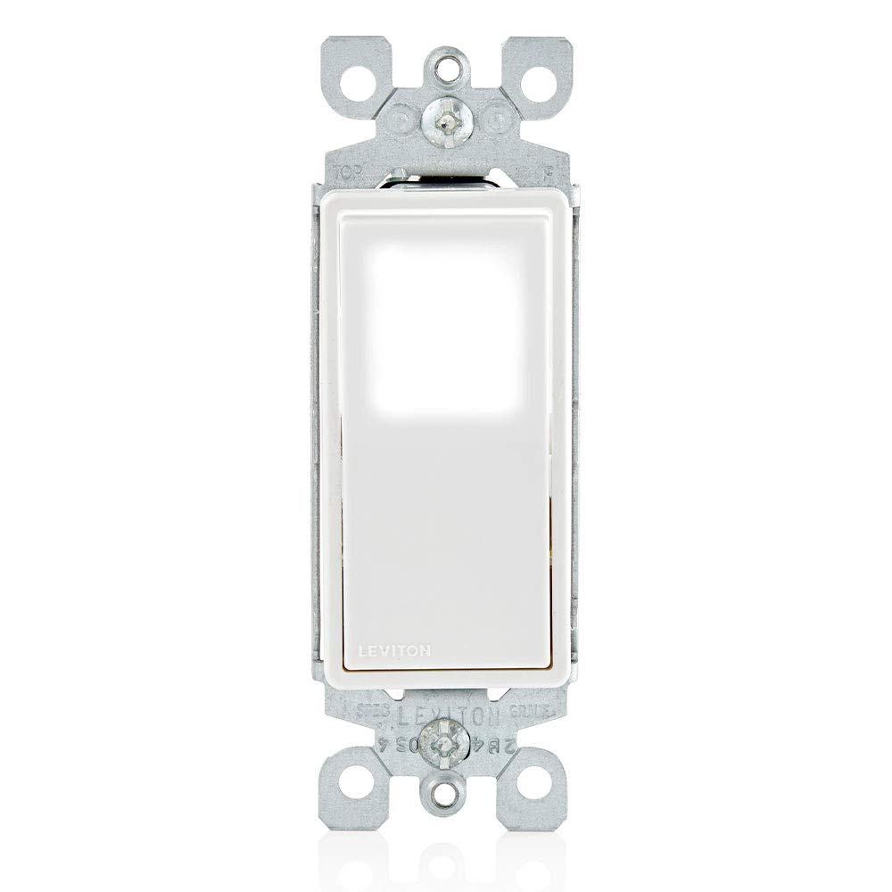 Leviton 15 Amp Decora LED Illuminated Light Wall Switch Single-Pole, White, L5611-2W 1