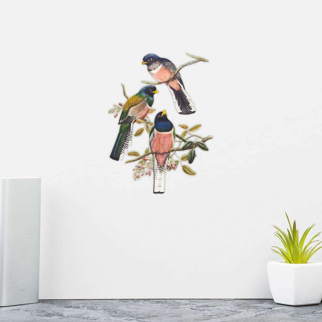 CVANU Three Birds Sit on Branch PVC Vinyl Wall Sticker for Wall Decoration Size(60cm x 45cm)_cv16 5