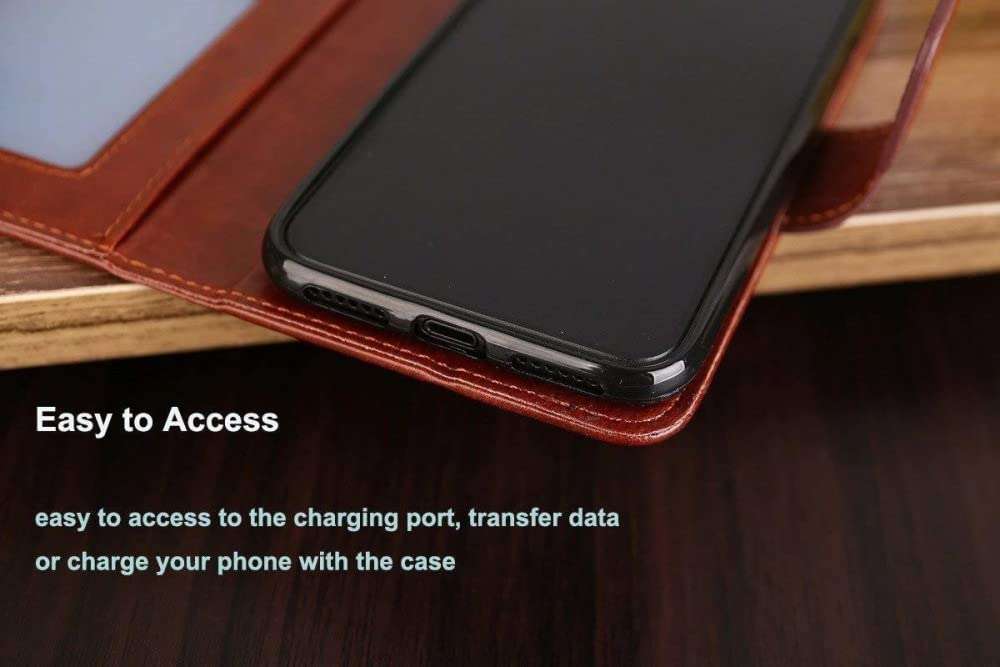 Frazil Leather Flip with Wallet Case with TPU Shockproof Cover for Motorola Moto E5 Plus (Brown) 5