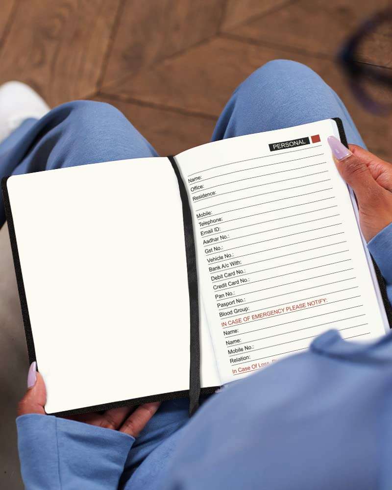 Diarymart Linen Fabric Cover Material Hardbound Executive Diary Notebook with Monthly Planner and Elastic Closure, A5 Size 192 Pages (Solid Black) 5