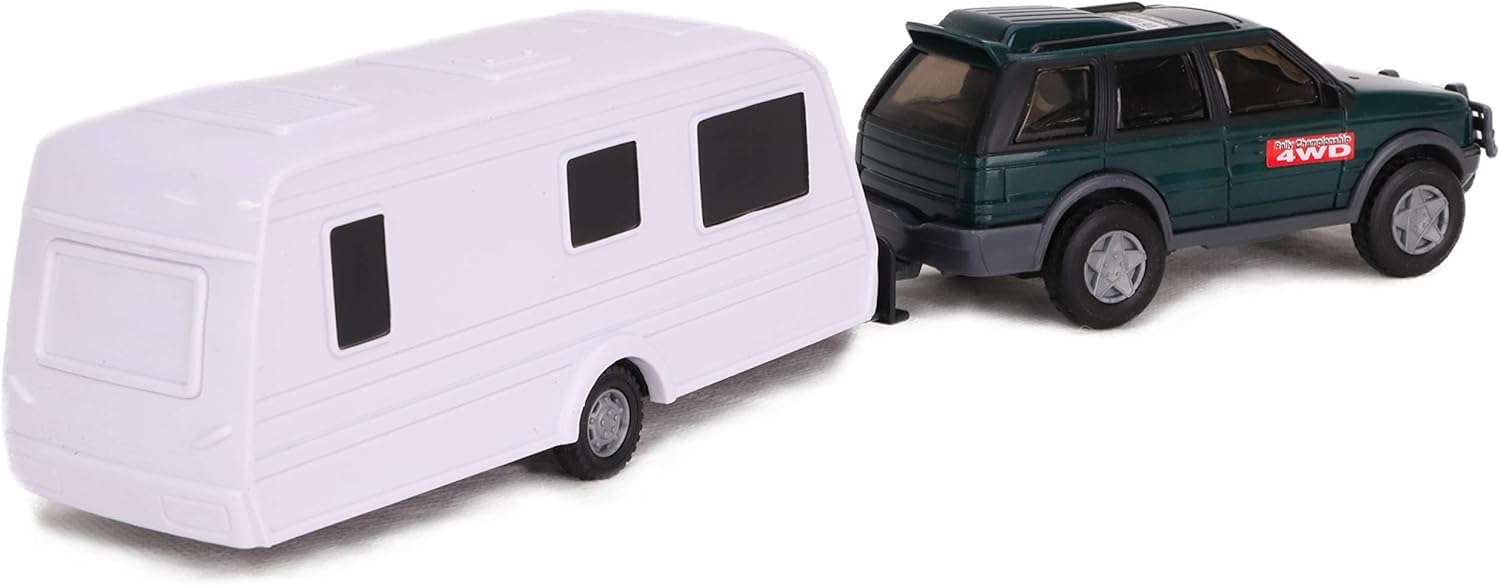 Toyland® Diecast Metal Car & Caravan Set Pull Along - 1:32 Scale (Green) 5