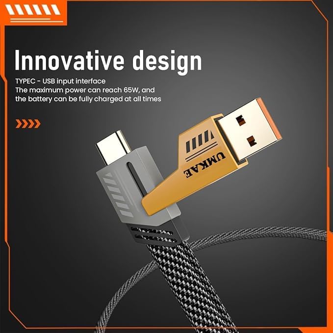 AlakhDM 4-In-1 Multifunctional 65W Fast Charging Cable With Metal Zinc Alloy Head, Tangle Free Flat Cable, USB A, Type C to C/Lighteni-ng, Fast Data SynC, Compatible with All SmartPhone 5