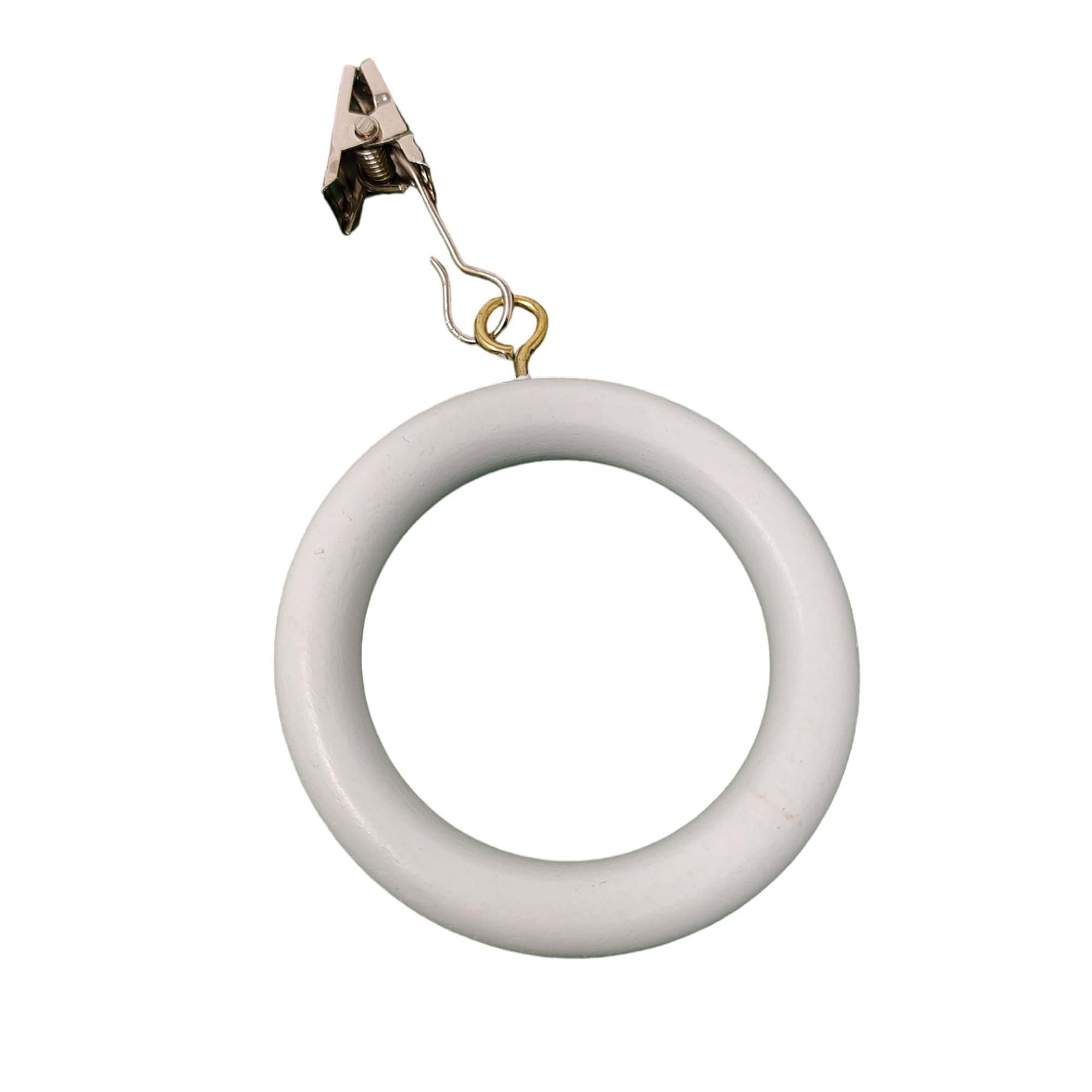 Premium 12 Pcs Wooden Curtain Rings Hooks Clips for Home Window Drapery Rod Pole | Pure White | Inner Dia Inner Dia 2.6, Outer Dia 3.5 Inch | Window Hanging Sucker Hook 1