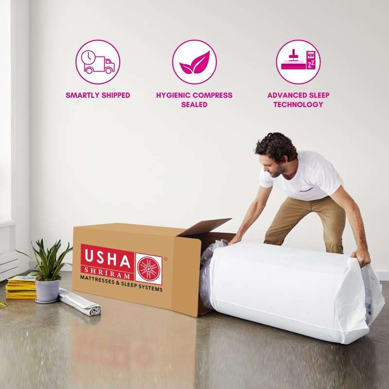 USHA SHRIRAM Rizewell 8" Bamboo Fabric Pocket Spring at Factory Rate Single Mattress 75X42X8 2