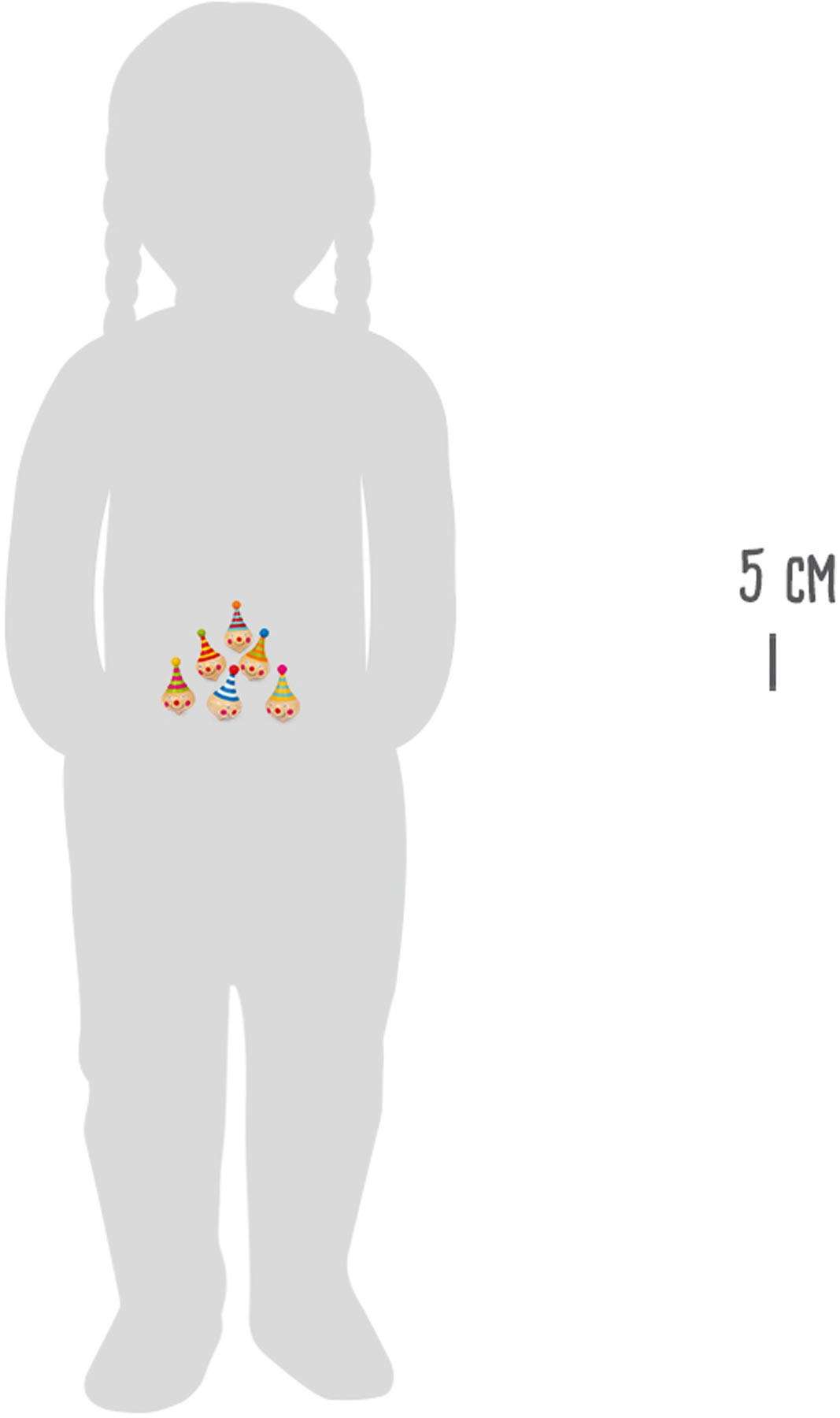 Small Foot 6138 Set of 6 Spinning Tops Clown Made of Wood, with Clown Faces, as a Present or for Birthdays, from 3 Years Old 5