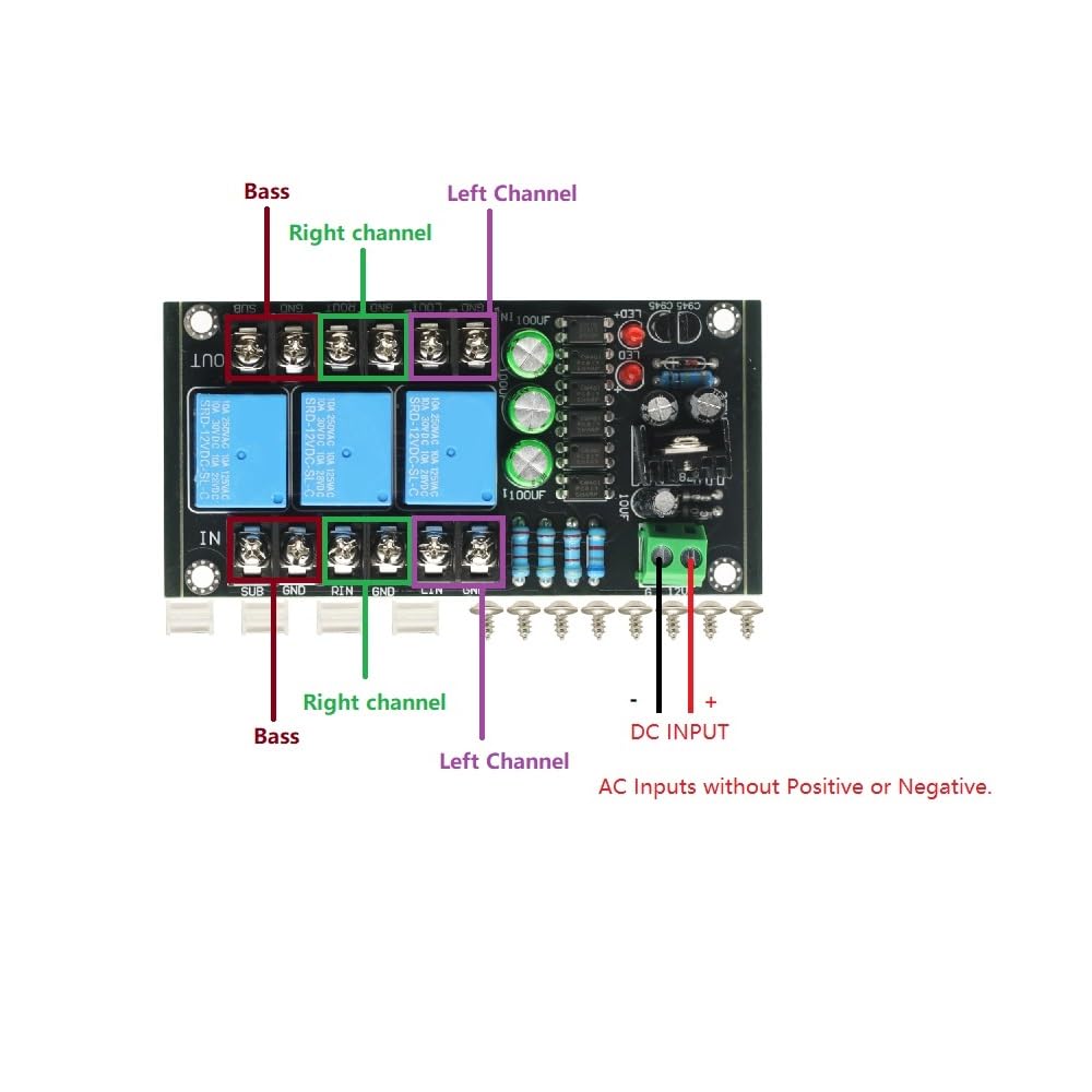 300W 2.1 Channel Class D Digital Amplifier Speaker Protection Board Relay Protection Module Boot Delay DC Protect 3