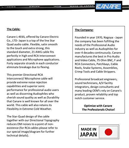 WORLDS BEST CABLES 5 Foot RCA Cable Pair - Made with Canare L-4E6S, Star Quad, Audio Interconnect Cable and Amphenol ACPR Gold RCA Connectors – Directional Design - Custom Made 3