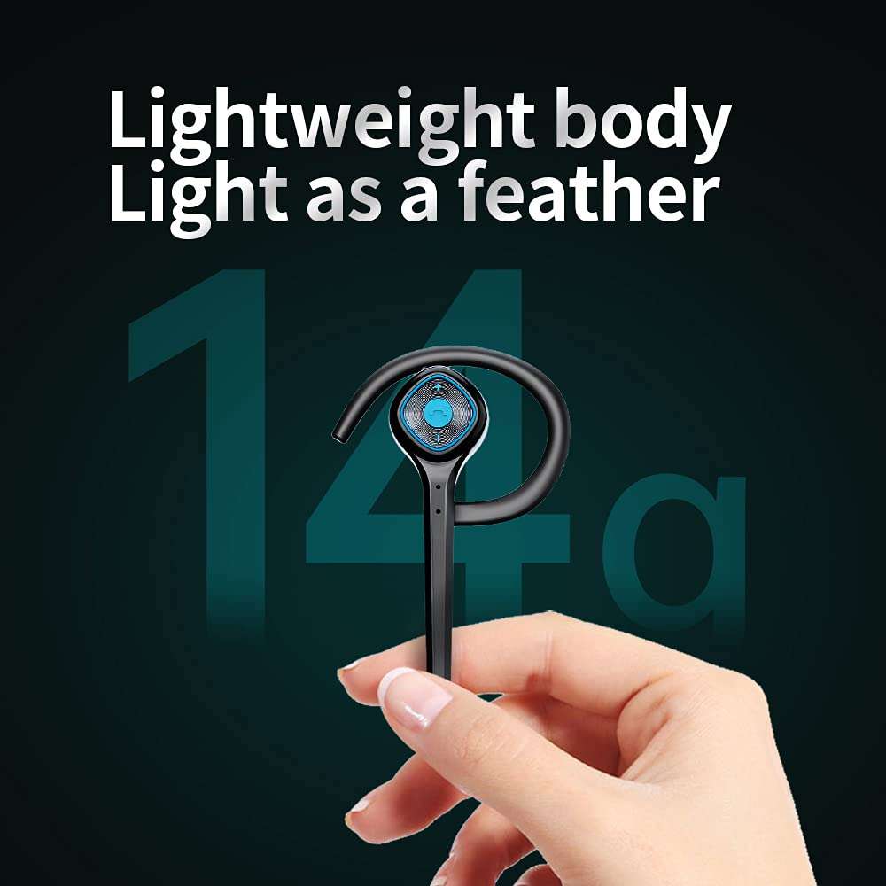 AYI Wireless Bluetooth Earpiece Headphone Dual Noise Cancelling Mic Painless Open-Ear Handsfree Headset Stereo Sound Left/Right Changeable Earhook Earphones for Driving/Business/Gym 6