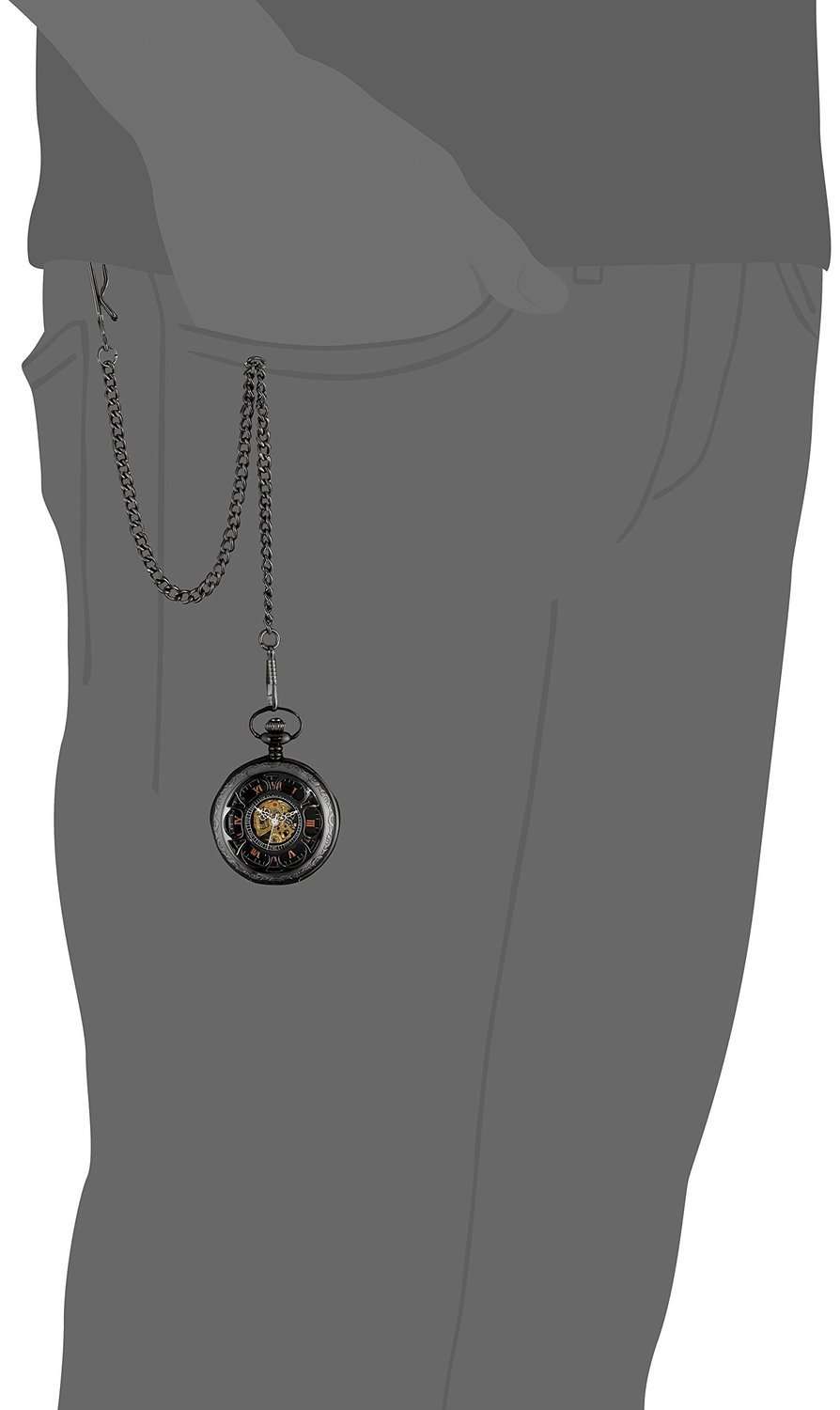 uonz Multifunctional Zinc Alloy Steampunk Compass Quartz Pocket Watch Fob for Unisex (Black) 4