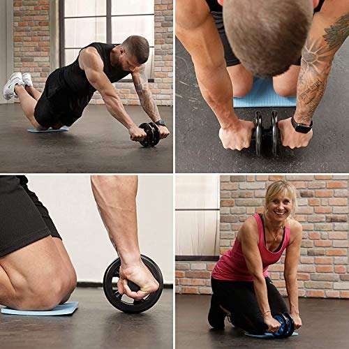 SKYFUN (LABEL) Anti Skid Double Wheel Full Body AB Roller Core Abdominal Exerciser Workout Stomach Exercise Training With Knee Mat Steel Handle-Assorted Color 4