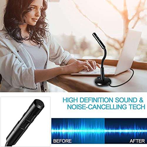 Auslese® USB Computer Microphone with Nosie Cancelling Mute/Unmute Button Plug&Play Condenser for PC/Mac/YouTube/Gaming/Streaming 6