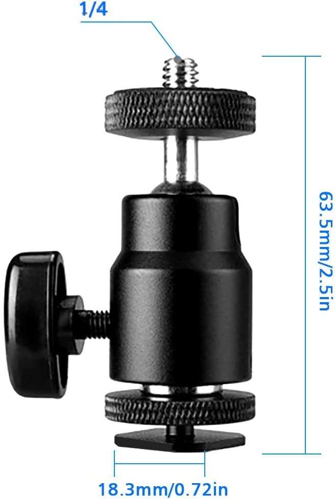 SLOW DOLPHIN 2Pcs Photography C Clamp with Tripod Head, Adjustable Aluminum Alloy Clamp for Desktop, 2Pcs 360° Mini Ball Head Mount Camera Hot Shoe with 1/4” Thread for DSL Camera,Monitor 4