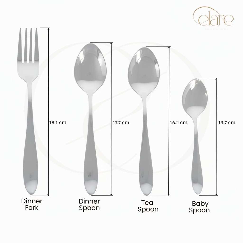 ELARE Silver Plated Stainless Steel Cutlery Set of 24 Pieces with Leatherette Box | Premium Silver Finish Spoon Fork Set for Dining Table | Luxury Festival Gifting Cutlery Set | Home & kitchen dining. 5