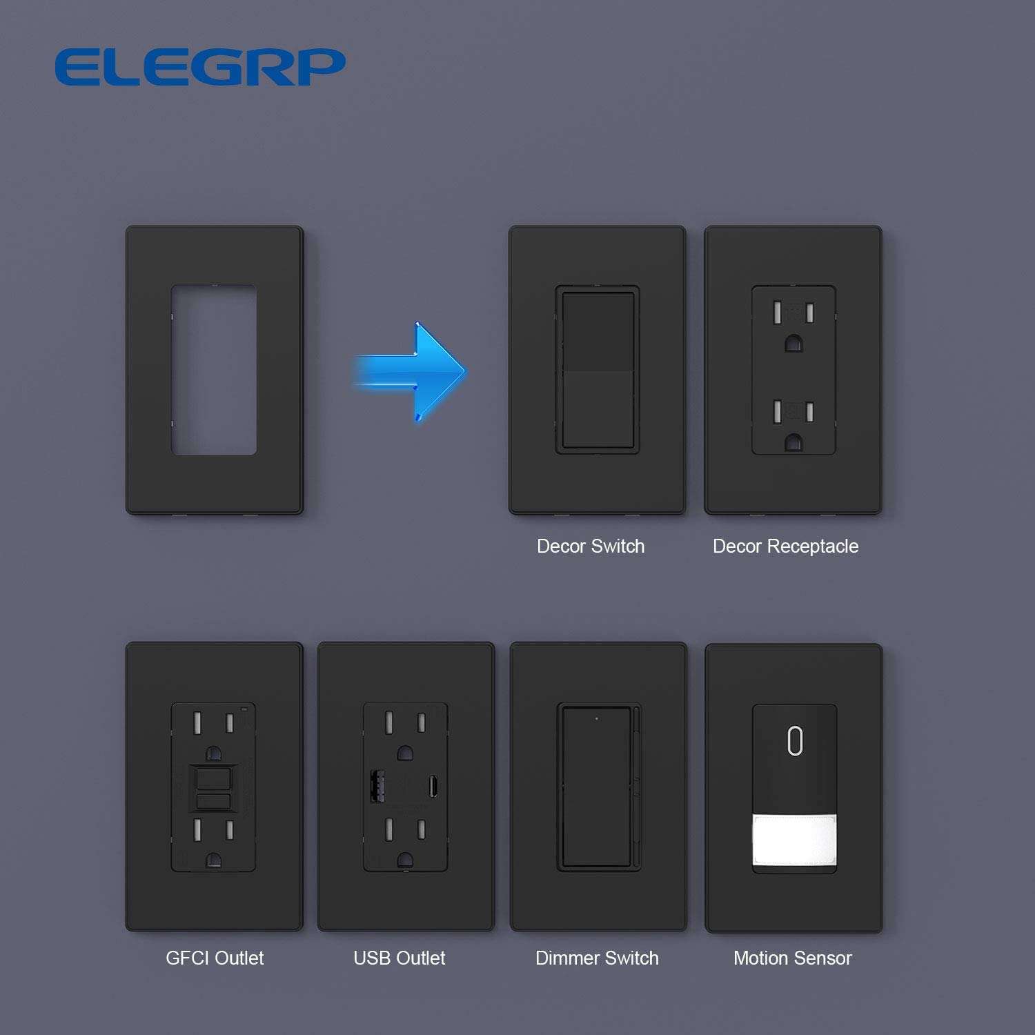 1-Gang Screwless Wall Plates and 15 Amp Outlet (10 Pack, Black) 6