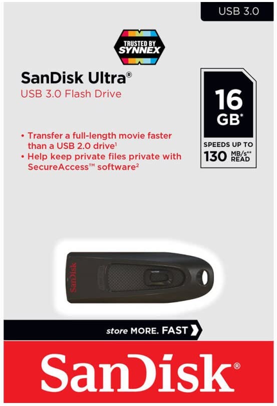 SanDisk 16GB Ultra 130MB/s USB 3.0 Flash Drive SDCZ48-016G Bundle with (1) GoRAM Black Lanyard (16GB, 5 Pack) 2