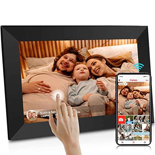 Jimwey Smart WiFi Digital Picture Frame - 10 Inch Frameo Digital Photo Frame with Native 1080P IPS Touch Screen, Built-in 16GB Storage, Auto Rotate, Easy Setup to Share Moment Instantly via Frameo APP 1