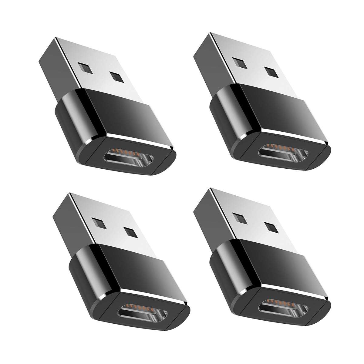 Etzin USB 3.1 Type C USB C Female to USB Male Adapter USB-C Female to USB Male, USB Type C Female to USB OTG Adapter Data Transfer Adapt etc. (Pack-of-4, Black) 1