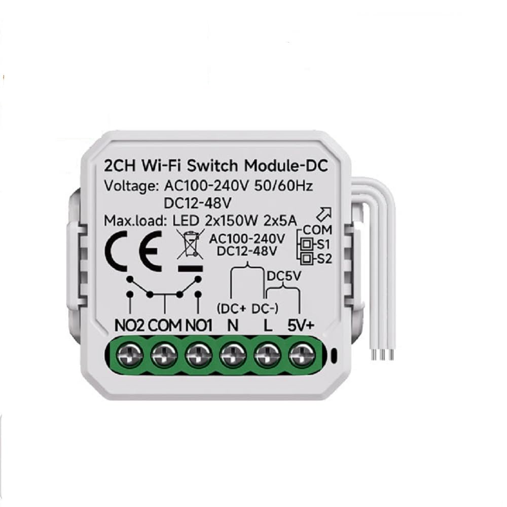 MHCOZY Tuya Smart Life app Dry Contact WiFi Relay Switch Module,2 Channel DC 5V 12/24V AC 100-240V,Compatible with Alexa Google Home 1
