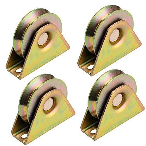 Skelang 3" Sliding Gate Wheels, V Groove Caster, Heavy Duty Rigid Caster with Bracket for 92° V Track Rail, Rolling Driveway Gate, Industrial Machine, Each Loading Capacity 650 Lbs, Pack of 8 1