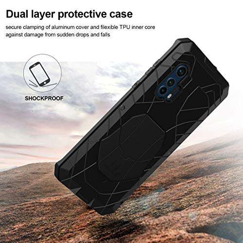 Foluu for Moto Edge+ Case, for Moto Edge Plus Case, Aluminum Metal Shockproof Bumper Frame Case Soft Rubber Silicone Military Heavy Duty Hard Case for Motorola Moto Edge+ 2020 (Black) 4