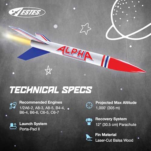 Estes 1225 Alpha Rocket-Building Kit, Intermediate Flying-Rocket-Model Kit for Ages 10+ 5