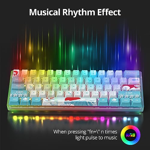 Guffercty kred 60% Gaming Keyboard Red Switch SK61 Custom Hot Swappable Mechanical Keyboard 60 Percent with RGB Backlit Type-C for Win/PC/Mac (Gateron Optical Red, Sea) 2