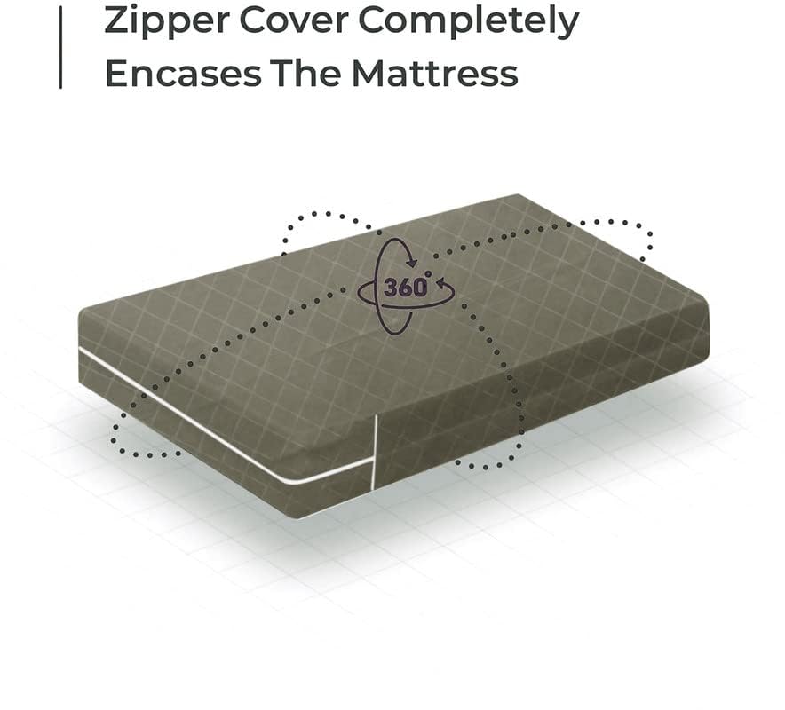 BSB HOME® Premium Cotton Mattress Cover/Protector with Zipper Chain|Provides All Around Protection with 360° Encasing |Diwan Size Bed - 72x48+6 inches (6 x 4 ft Mattress) - Pack of 1 - Grey 5