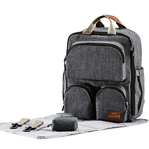 SoHo Diaper Bag Backpack 3PC Essentials - Gray 2