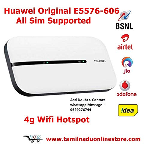 T.O.S Huawei 4G WiFi Hotspot Huawei e5576-606 All SIM Support JIO/VODAFONE/IDEA/VI/AIRTEL, BSNL Supported (1500mah Battery+Data Cable) 2