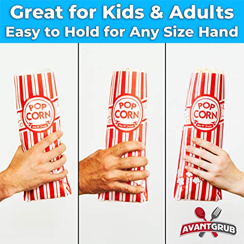 Leak-proof, Grease Resistant Popcorn Bags 25 Pack. Tear Resistant, Single Serving 2oz Paper Sleeves in Nostalgic Red/White Design. Great Movie Theme Party Supplies, Retro Carnivals & Fundraisers 5