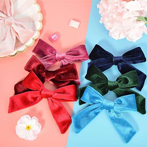 Big Hair Bows Girls Toddler Velvet 5 inches 10 PCS Hair Clips for Girls Alligator Baby Ponytail Holder 5