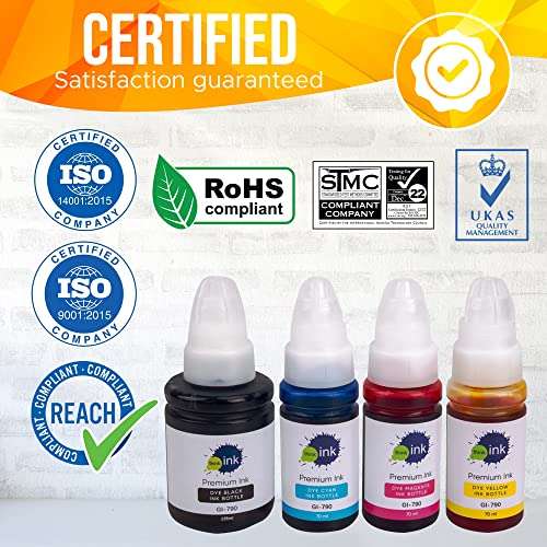 think ink Refill Ink Bottles for Canon PIXMA G3000, G2000, G2010, G4010, G3010, G2012, G 1000, G1010, G4000 Ink Tank Printers and Compatible with GI-790 Original Inks Bottle (Multicolor) 5