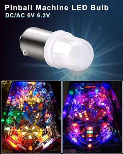 Keiurot GE44 Bulb 47 755 756 1893 1895 1847 Bulb BA9S DC AC 6.3V 6V Bayonet Led Bulb Nonpolarity for Pinball Led Bulbs Pinball Machine Light Bulb Lamp Red Pack of 15 3