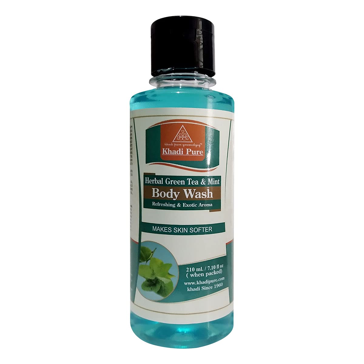Khadi Pure Herbal Green Tea & Mint Body Wash, 210 ml