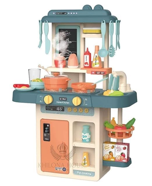 MIVEAS CARE Girl's Plastic Little Chef Kitchen Set Toys with Realistic Lights & Sounds & Kitchen Accessories (3 Year Old, 42 Pieces)