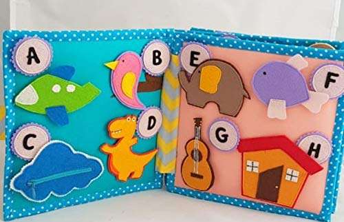 ChubbyCheeks A to Z English Alphabet 8 Pages Quiet/Soft Book Educational Toys for Independant playtime montessori Toys for Infants, Toddlers & Kids Early learning letter toy for babies kids touch book 3