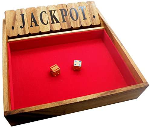 Winshare Puzzles and Games Shut The Box Game Large, Wooden Old Fashioned Dice Fun Play 2