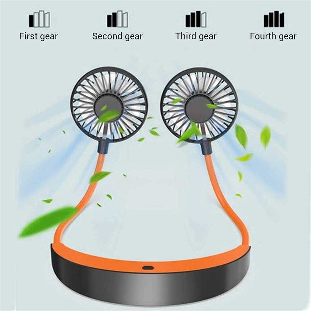 VSULZVNU Hanging Neck Fan, Hands-Free Fan Necklace USB Charged Mini Fan Portable USB Personal Fan with USB Cable 4 Speeds and 360 Degree Rotation for Outdoor Sport Low Noise Design (Color : Orange) 6