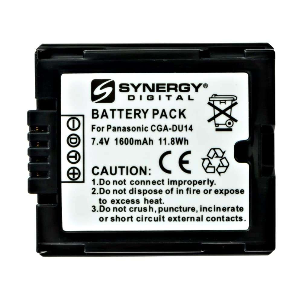 Synergy Digital Camcorder Battery, Works with Panasonic SDR-H18 Camcorder, (li-ion, 7.4V, 1600 mAh) Ultra Hi-Capacity, Compatible with Panasonic CGA-DU14U Battery 4