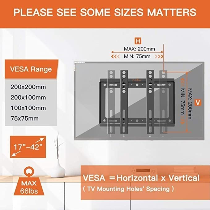 Electvision Heavy Duty TV Wall Mount Bracket for 14 inch to 43 inch LCD/LED/Monitor/Smart TV,Fixed Universal TV Wall Stand (Fixed 14 inch to 43 inch) 4