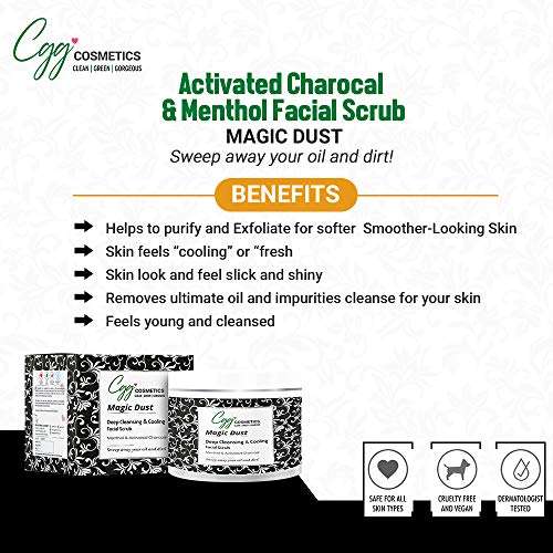 CGG Cosmetics Activated Charcoal and Menthol Facial Scrub - Deep Cleansing and Cooling - 100gm 3