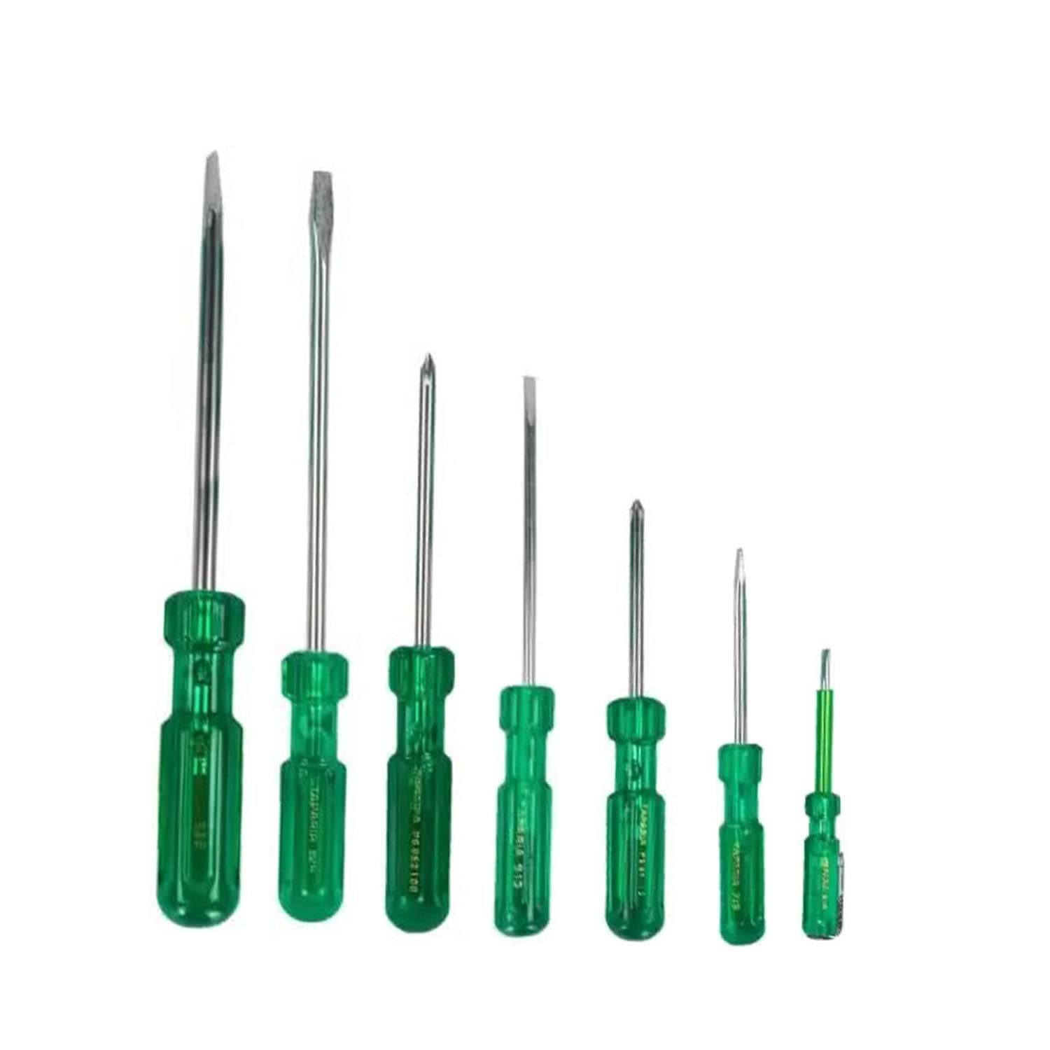 Taparia 1014 Blister Packaging Screw Driver Kit (7-Pieces), Green & Taparia WS 05 Steel (130mm) Wire Stripping Plier (Green and Black) 3