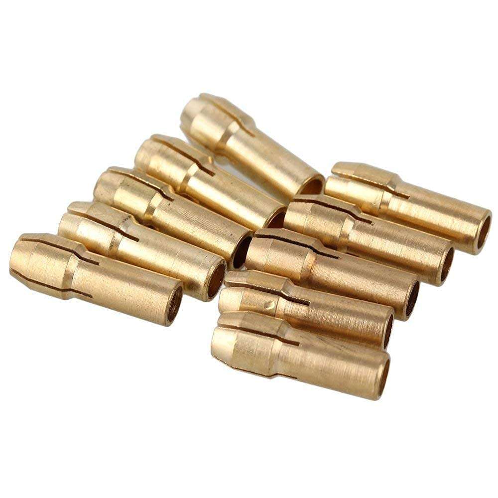 Diy Crafts 10998 India 999 0.5-32mm Brass Collet Drill Chuck for Dremel Rotary Tools, Multicolor, Pack of 10 4
