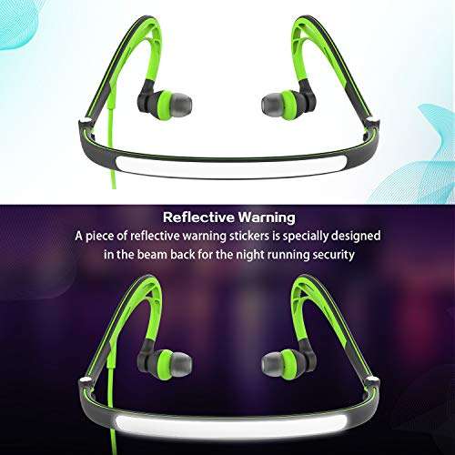 mucro Sports Earbuds Wired Running Headphones with Microphone, Neckband in-Ear Stereo Workout Earphones Designed for Jogging Gym Headsets,Green 2
